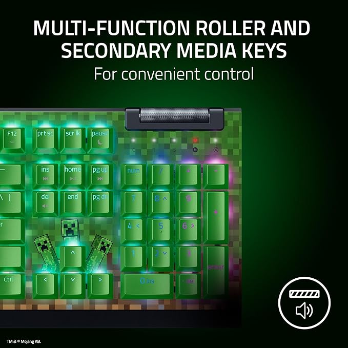 RAZER BLACKWIDOW V4 X MECHANICAL GAMING KEYBOARD GREEN SWITCHES MINECRAFT EDITION RZ03-04704100-R3M1 thumbnail 5
