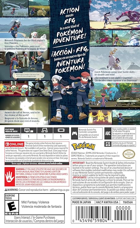 NINTENDO SWITCH POKEMON LEGENDS ARCEUS GAME CD thumbnail 8