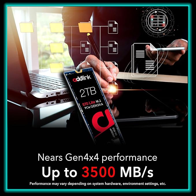 ADDLINK S70 NVME M.2 2280 PCI-E GEN 3X4 2TB SSD BLACK AD2TBS70LTM2P thumbnail 6