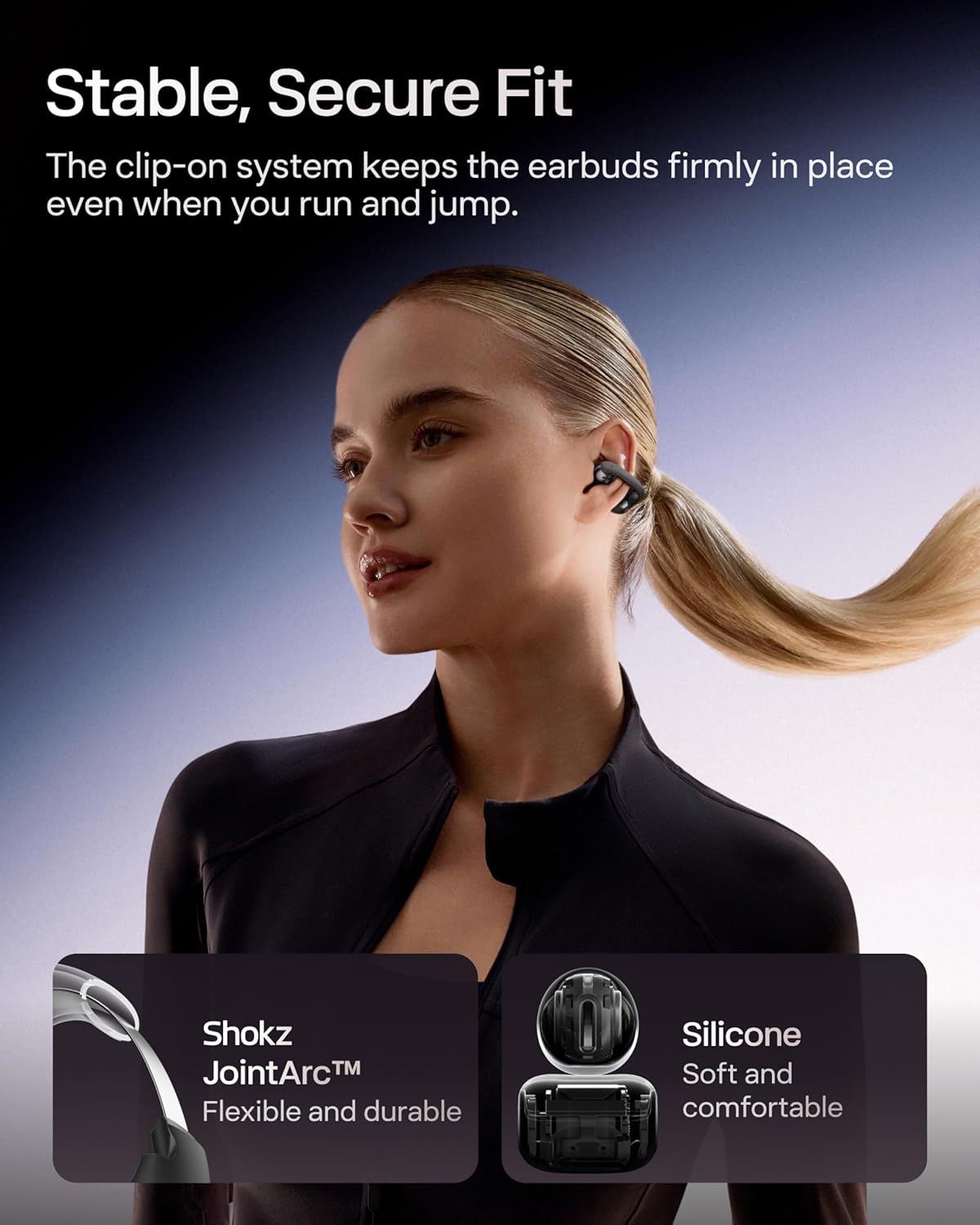 AFTER SHOKZ OPEN DOTS ONE TRUE WIRELESS EARBUDS BLACK E310-ST-BK thumbnail 4
