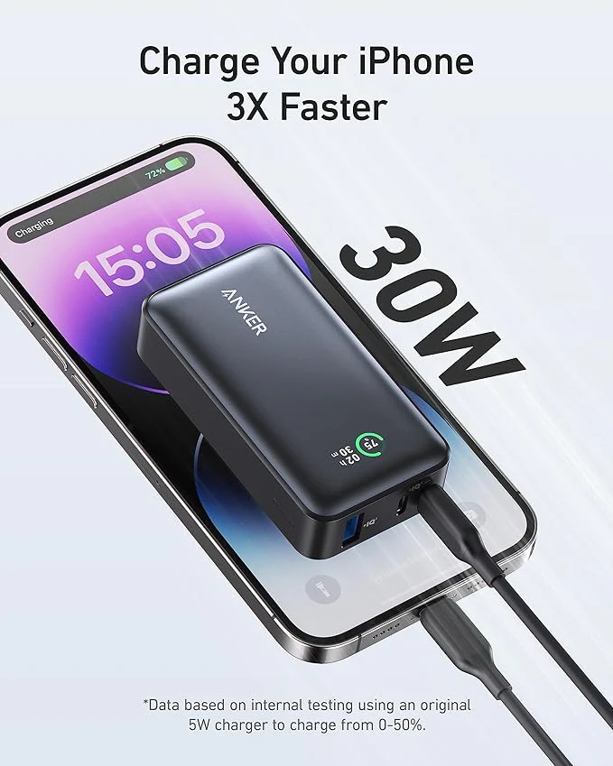 ANKER 533 POWERCORE 30W 10000MAH POWER BANK BLACK A1256H12 thumbnail 2