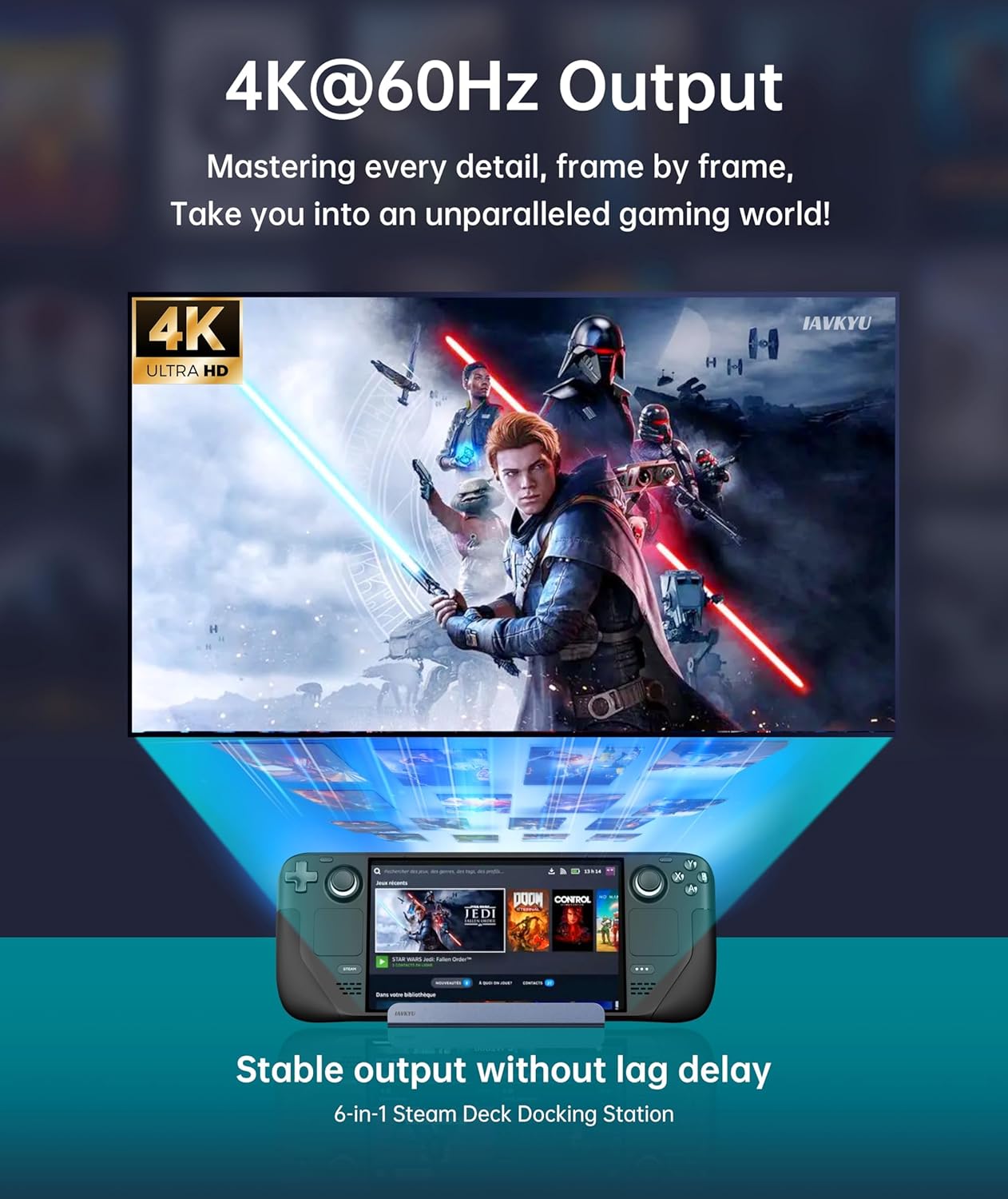 DOCKING STATION COMPATIBLE WITH STEAM DECK WITH PD+HDMI+USB 3.0 ETHERNET HC-86E thumbnail 3