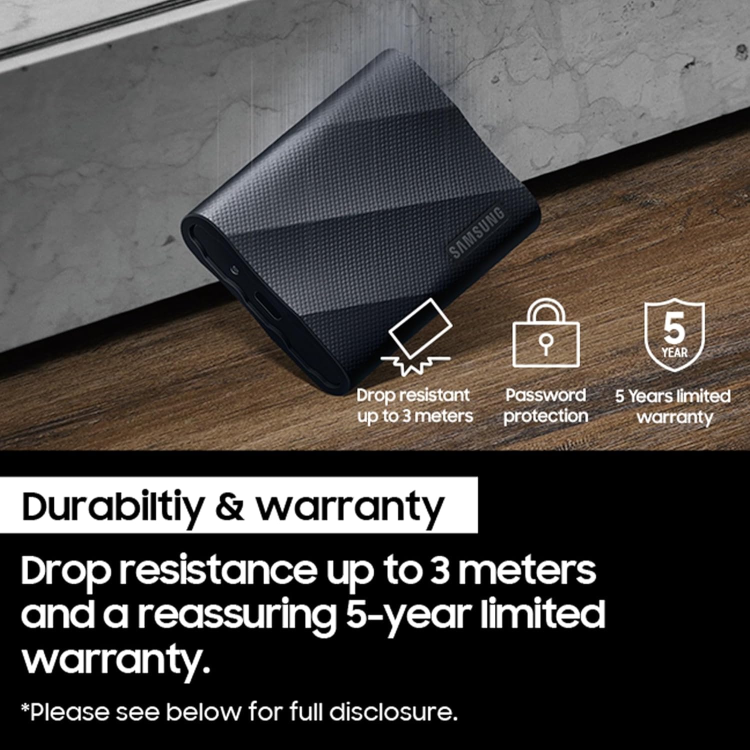 SAMSUNG PORTABLE T9 SSD 2TB BLACK MU-PG2T0B thumbnail 4