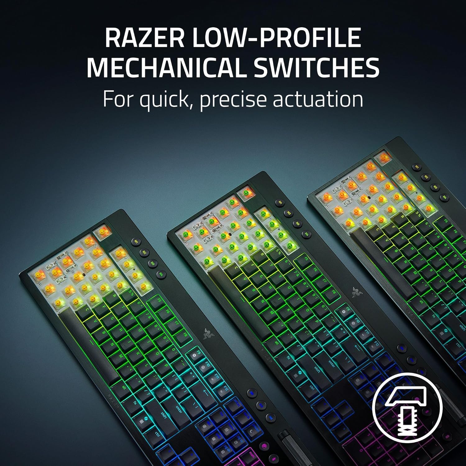 RAZER BLACKWIDOW V4 HYPERSPEED WIRELES GAMING KEYBOARD YELLOW LINEAR SW RZ03-05271500-R3M1 thumbnail 2