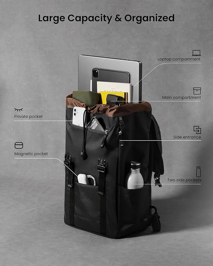 TOMTOC VINTPACK TA1 22L LAPTOP BACKPACK DARK TA1M1D2 thumbnail 5