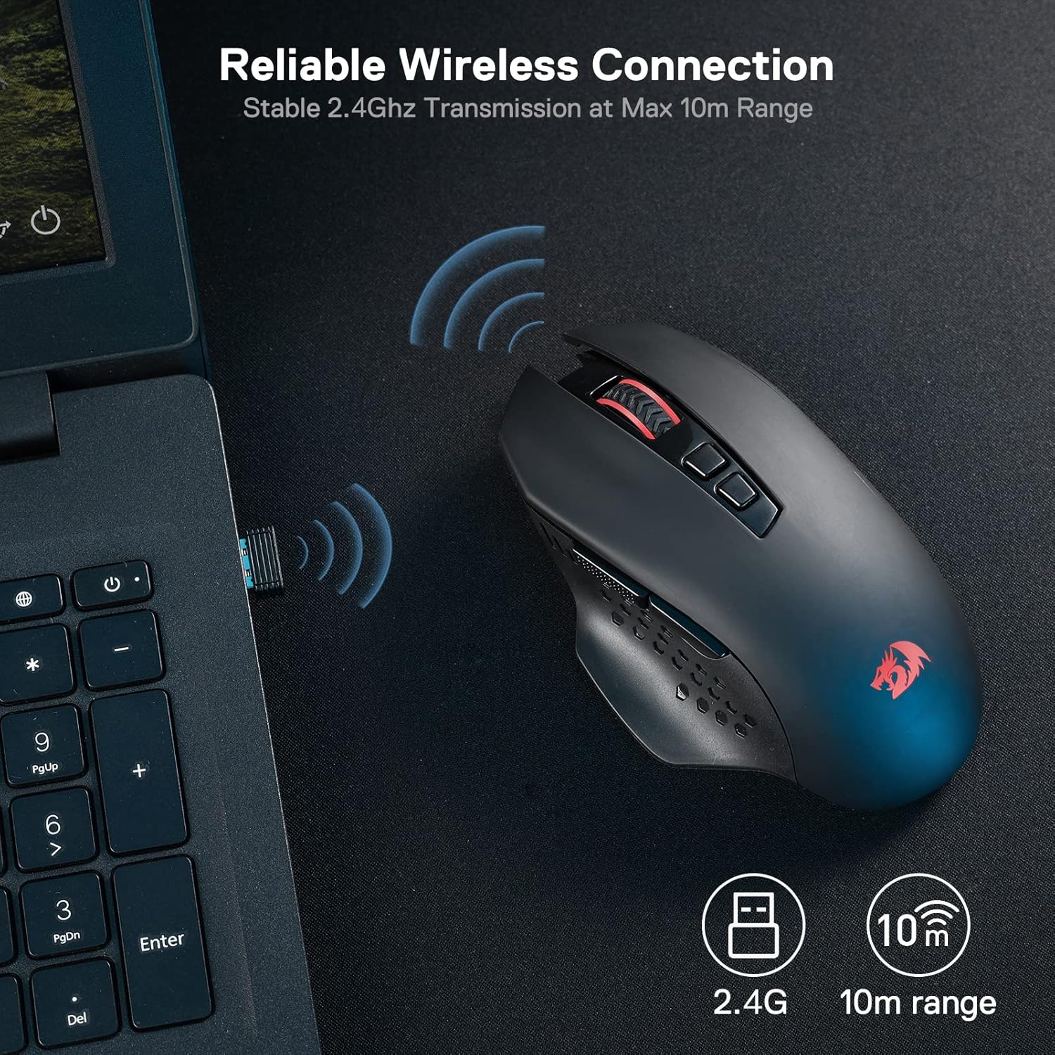 REDRAGON M656 GAINER WIRELESS MOUSE BLACK thumbnail 4