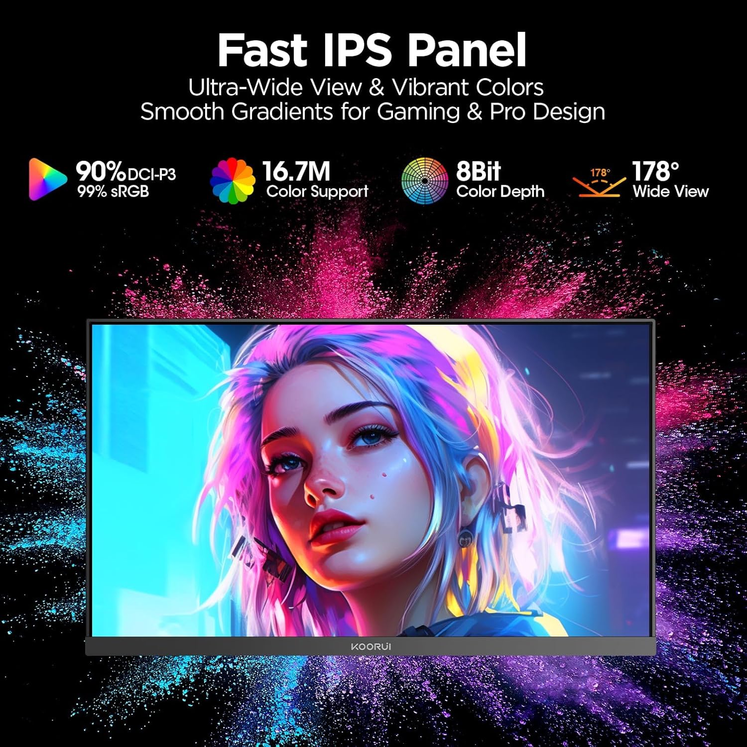 KOORUI 24.5 INCH FHD 1920X1080 200HZ 1MS IPS PANEL GAMING MONITOR G2511P thumbnail 4
