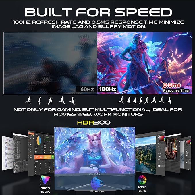 GAMEON 27-INCH CURVED QHD 180HZ 0.5MS HDMI 2.1 VA PANEL GAMING MONITOR GOC27Q180VA thumbnail 3