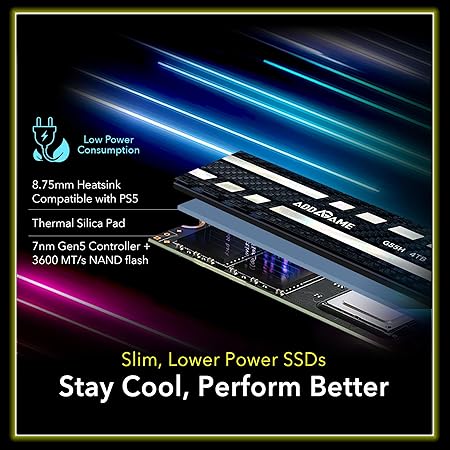 ADDLINK G55H M2 2280 PCIE GEN5 NVME GEN 5X4 1TB SSD WITH HEATSINK BLACK AD1TBG55HM2P thumbnail 4