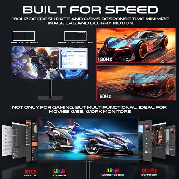 GAMEON 34 INCH WQHD 180 HZ 0.5MS CURVED GAMING MONITOR WITH SPEAKER GOC34WQHD180VA thumbnail 2