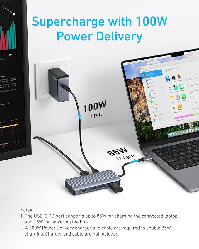 ANKER USB C HUB 7 IN 1 DUAL DISPLAY GRAY A8374AA1 thumbnail 4
