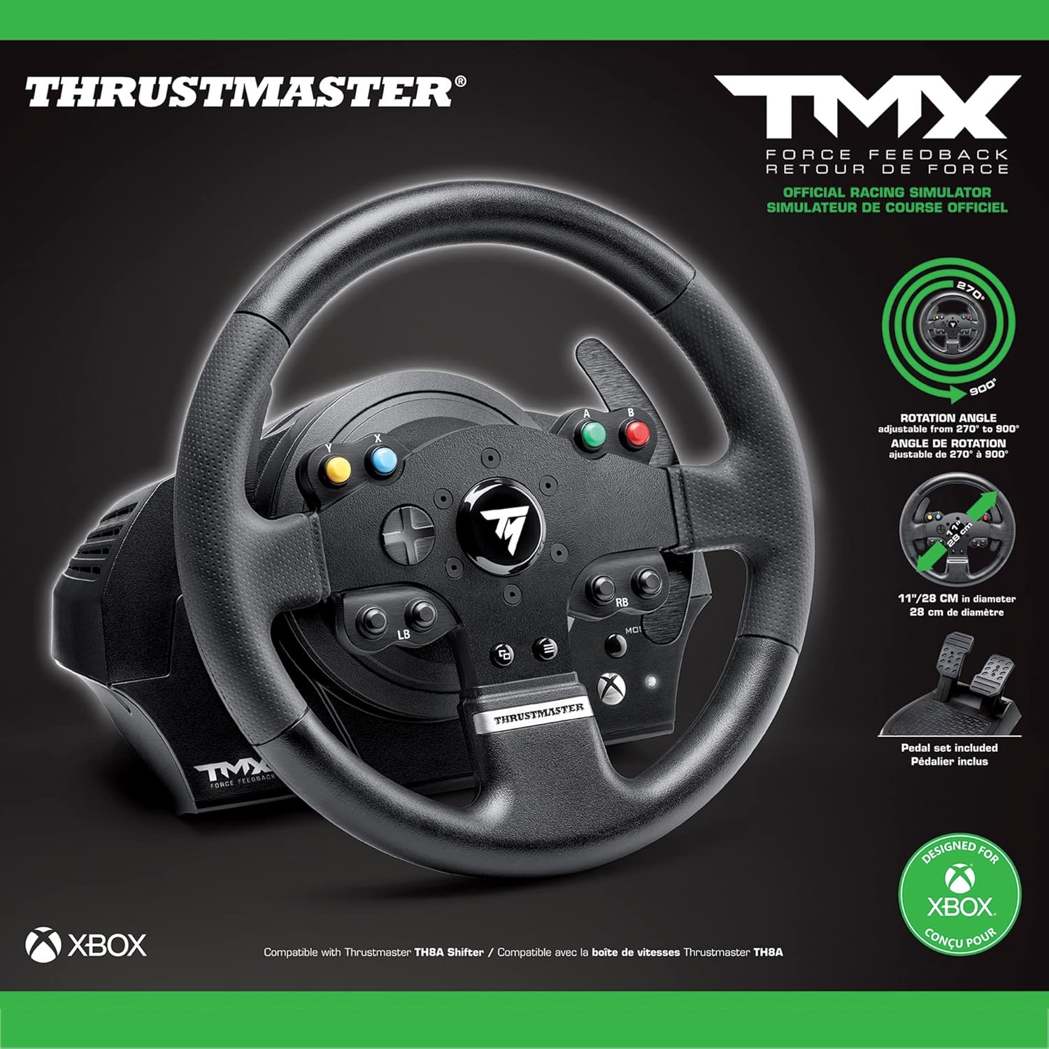 THRUSTMASTER TMX STEERING WHEEL AND PEDALS FOR PC XBOX ONE BLACK-TM-WHL-TMX-FFB thumbnail 9