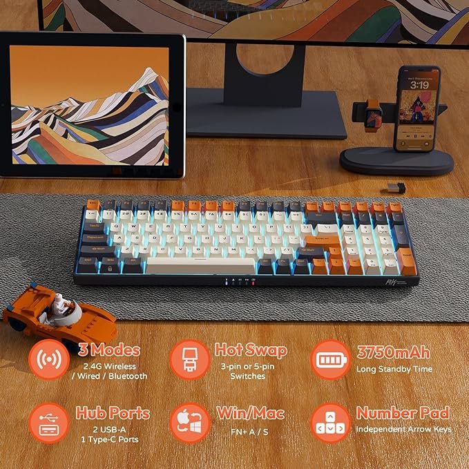 Royal Kludge RGB Tri-Mode Hot-Swap Gaming Keyboard - RK100 thumbnail 5