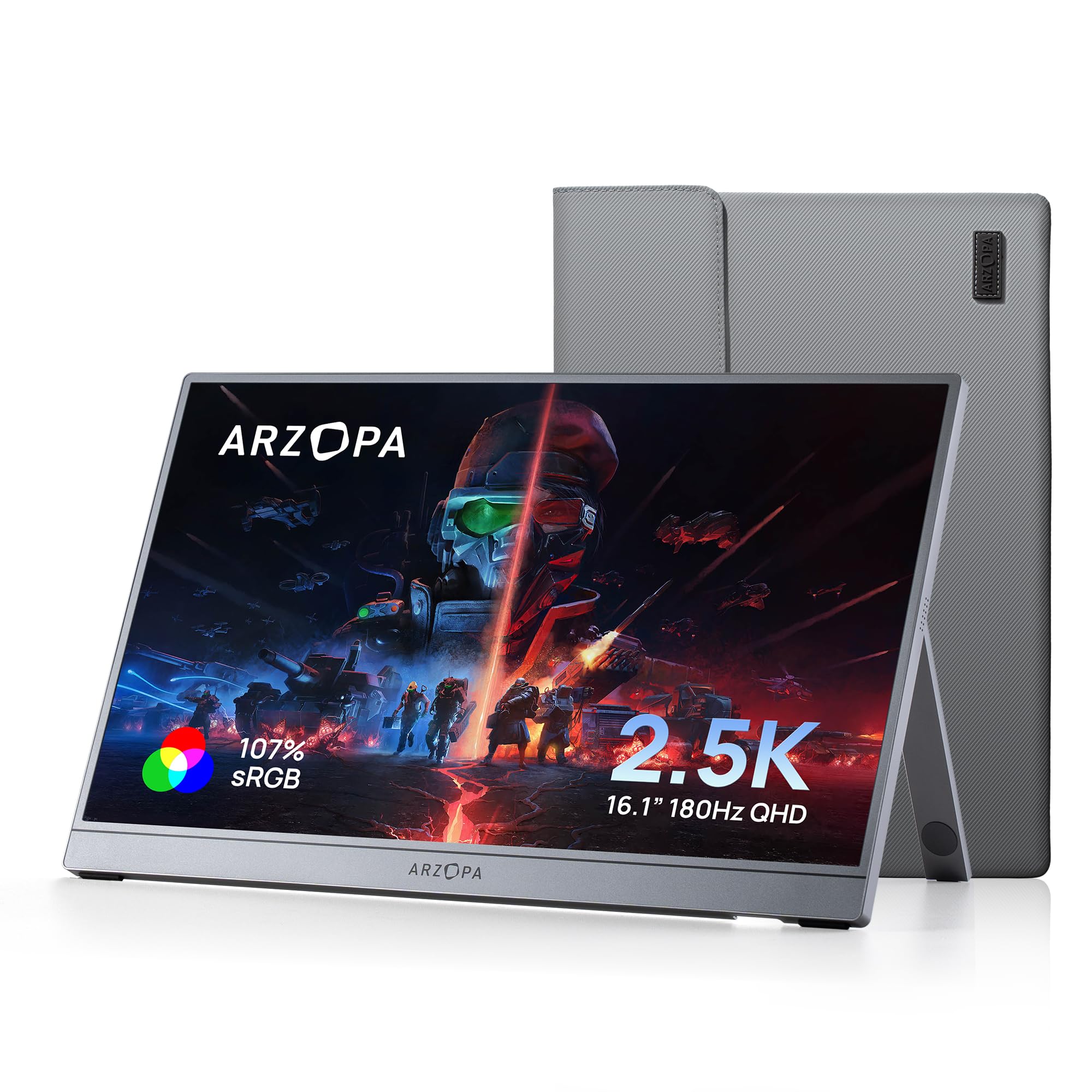 ARZOPA 16 INCH ULTRA SLIM180HZ 2560X1440 QHD PORTABLE GAMING MONITOR BUNDLE BLACK Z3FC