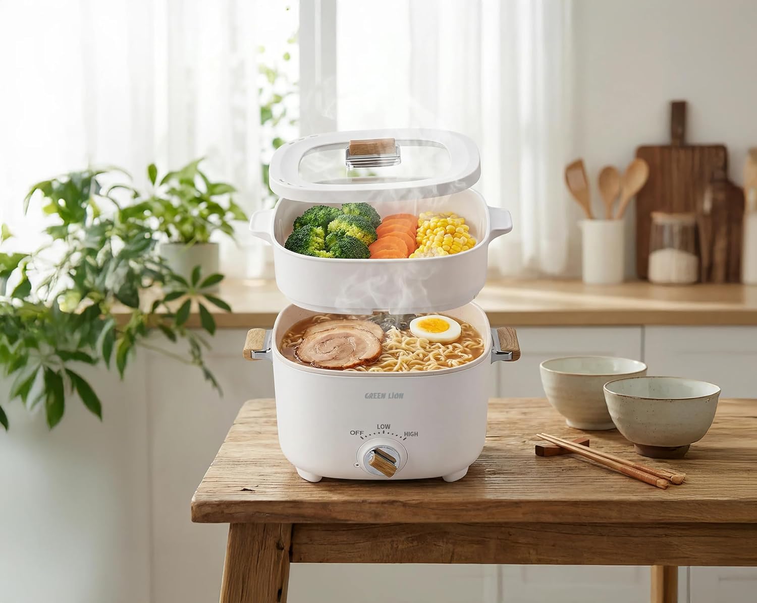 GREEN LION MULTI-POT ELECTRIC COOKER 2.5L 1000W WHITE GNMLTPTECWH thumbnail 3
