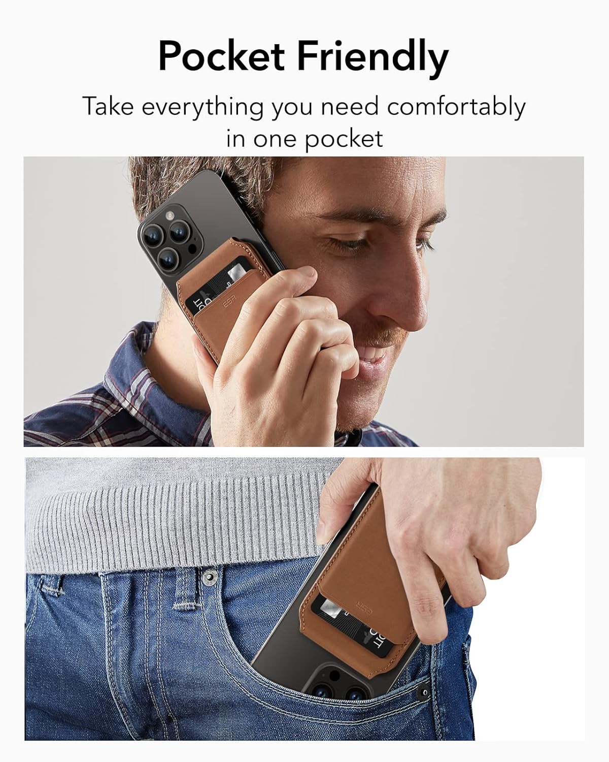 ESR MAGNETIC HALOLOCK VWGAN LEATHER WALLET STAND BROWN thumbnail 8
