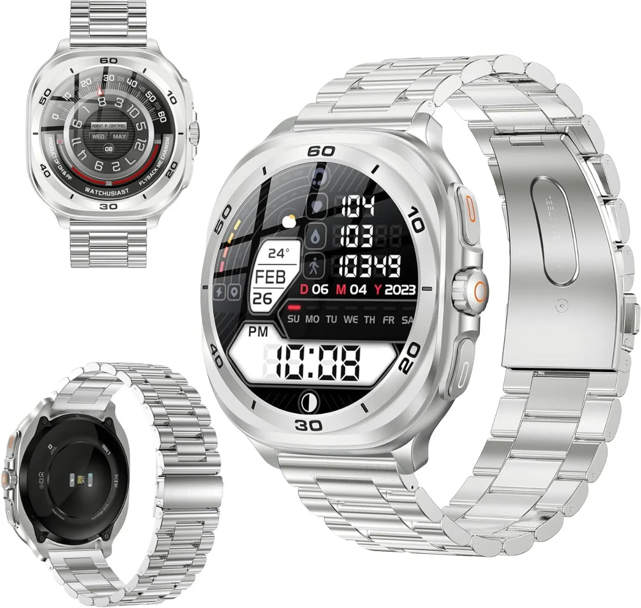 SWISS MILITARY DOM 7 SILVER FRAME WITH SILVER STAINLESS STEEL STRAP SM-WCH-DOM7-SILF-SILSTL thumbnail 7