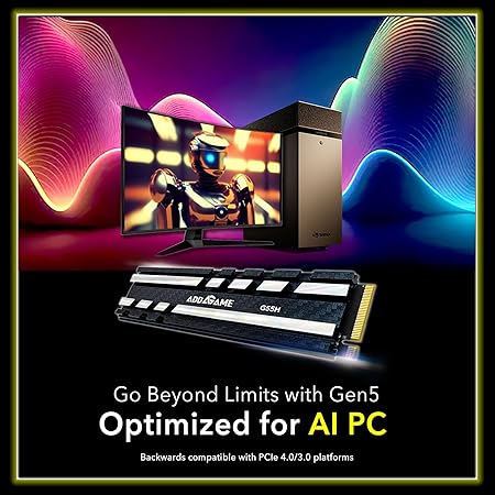 ADDLINK G55H M2 2280 PCIE GEN5 NVME GEN 5X4 1TB SSD WITH HEATSINK BLACK AD1TBG55HM2P thumbnail 6