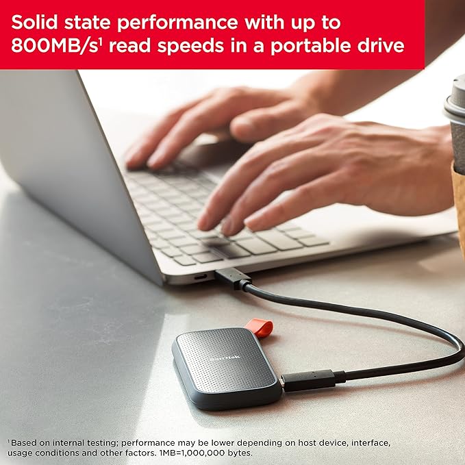 SANDISK PORTABLE SSD 2TB SPEED UP TO 800 MBPS SDSSDE30-2T00-G26 thumbnail 4