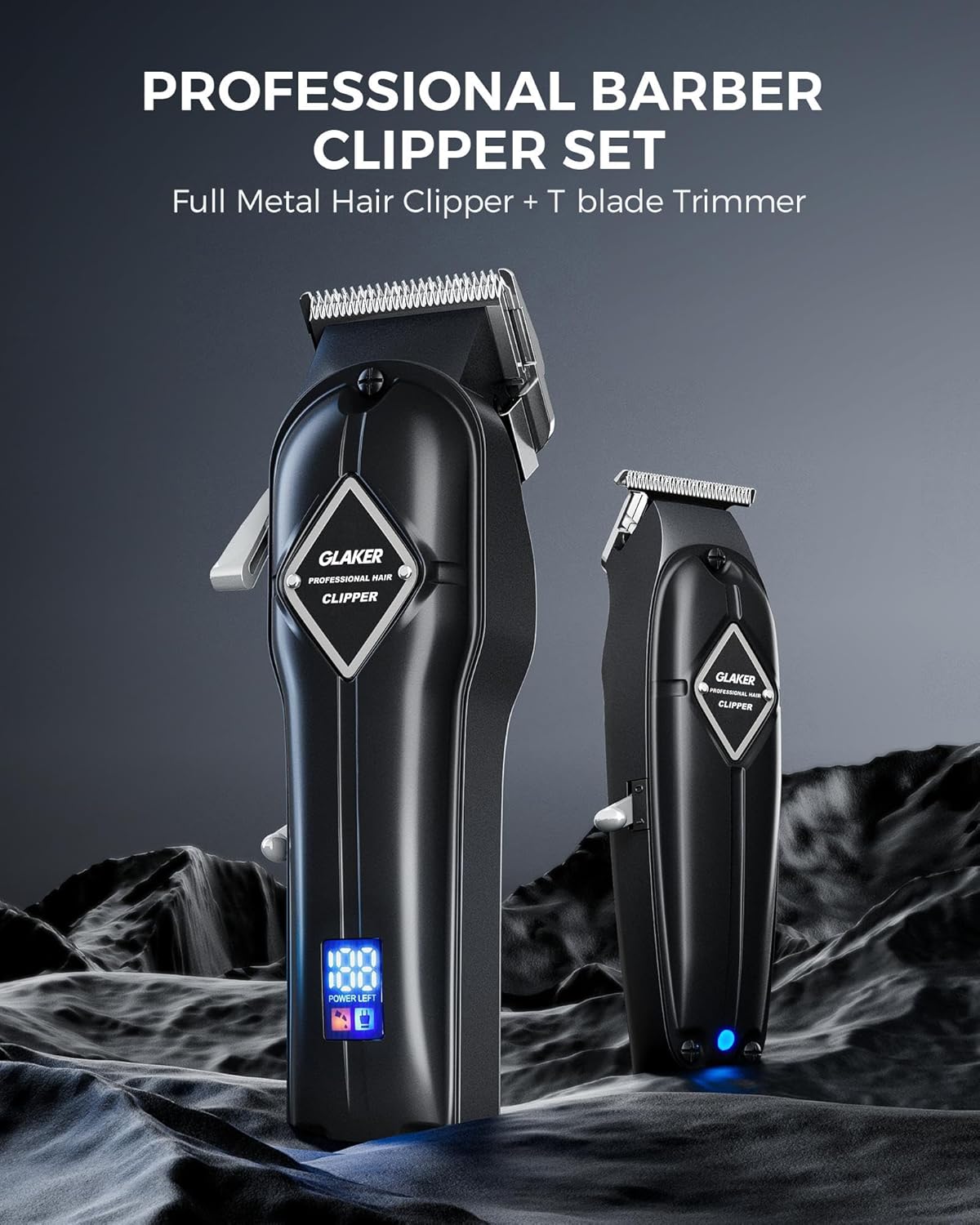 GLAKER PROFESSIONAL HAIR CLIPPERS AND T-BLADE TRIMMER BLACK K11S+I11 thumbnail 5