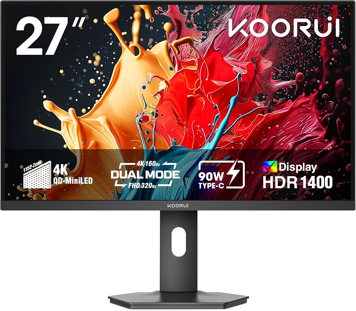 KOORUI 27-INCH QHD 3840X2160 160HZ/320HZ 1MS IPS PANEL MINI LED MONITOR S2741LM thumbnail 2
