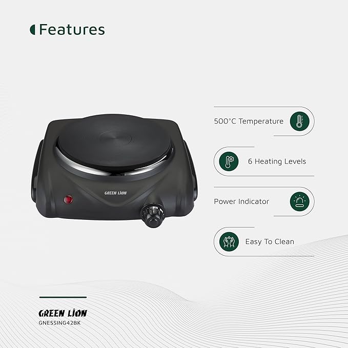 GREEN LION ELECTRIC STOVE SINGLE HOT PLATE BLACK GNESSING42BK thumbnail 6