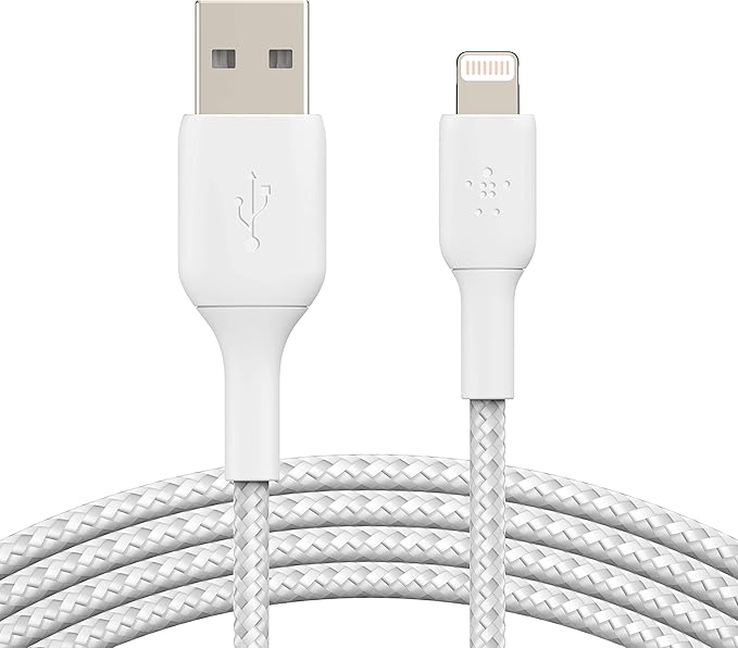 BELKIN PREMIUM BRAIDED LIGHTNING TO USB A 3M CABLE WHITE CAA002BT3MWH