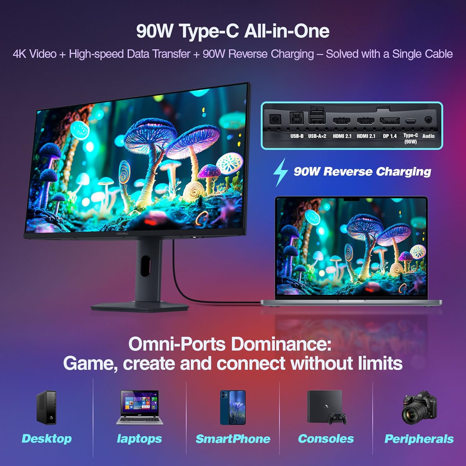 KOORUI 27-INCH QHD 3840X2160 160HZ/320HZ 1MS IPS PANEL MINI LED MONITOR S2741LM thumbnail 7