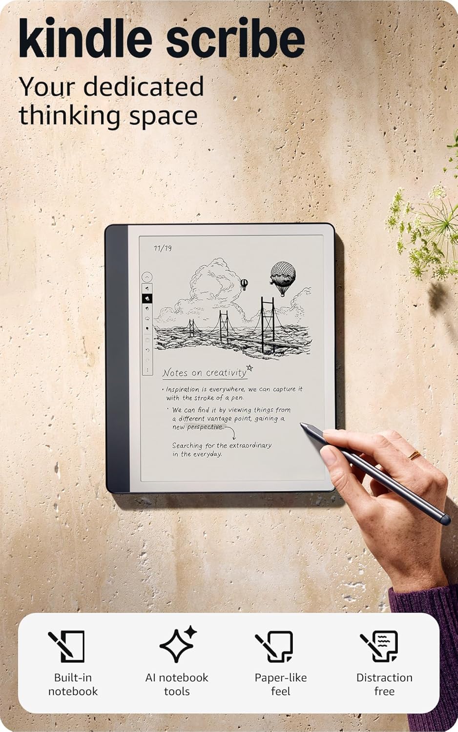 AMAZON KINDLE SCRIBE 10.2 INCH 32GB WITH PREMIUM PEN TUNGSTEN GREY C4A6T4 thumbnail 2