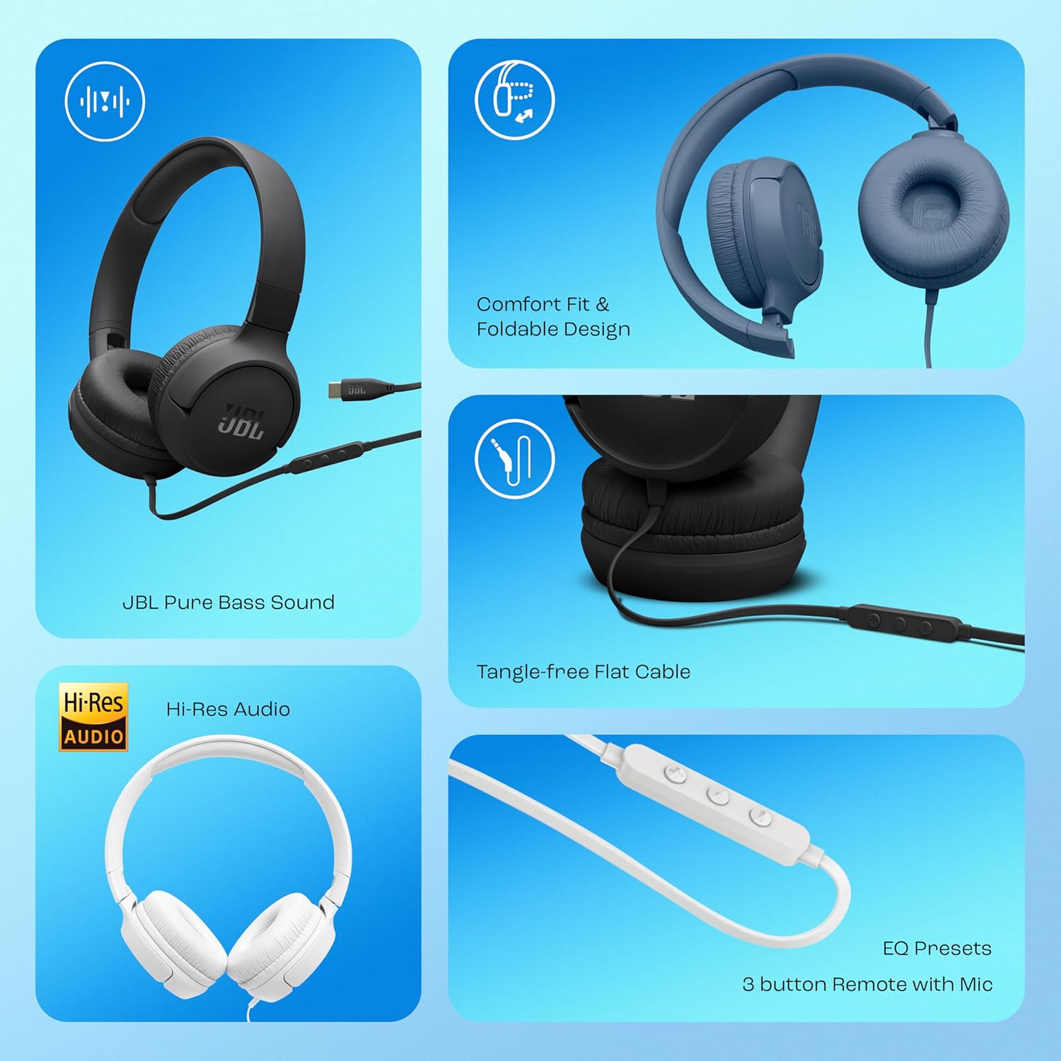 JBL TUNE 520C USBC WIRED HEADSET WHITE thumbnail 2