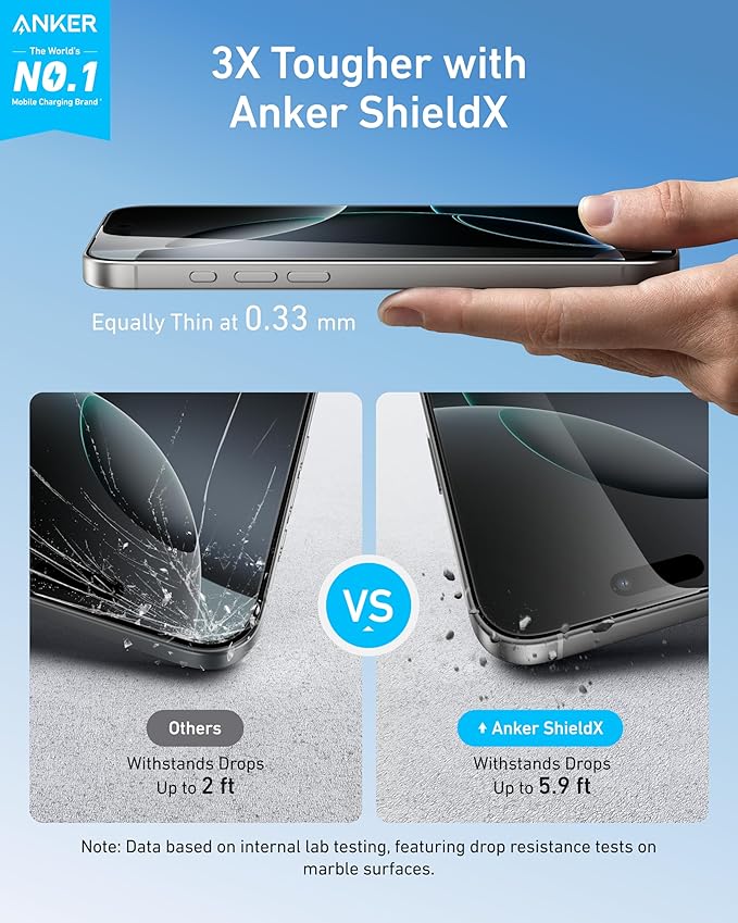 ANKER IPHONE 16 PRO EASY FIT SCREEN PROTECTOR KIT HD 2-PACK A720AH0A thumbnail 3