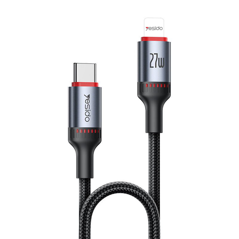 YESIDO 27W USB-C TO LIGHTNING AUTO DISCONNECTING CHARGING CABLE 1.2M BLACK CA159