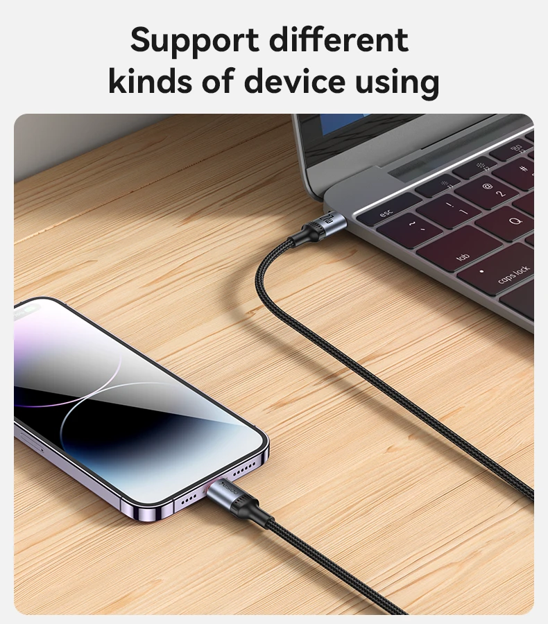 YESIDO 27W USB-C TO LIGHTNING CABLE 2M BLACK CA184 thumbnail 6