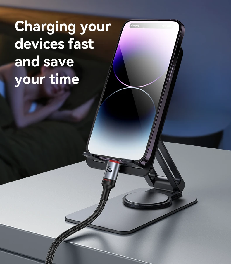 YESIDO 27W USB-C TO LIGHTNING CABLE 2M BLACK CA184 thumbnail 4