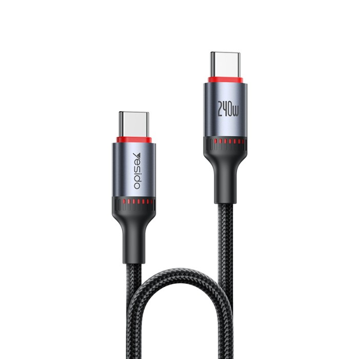 YESIDO 240W USB-C TO USB-C CABLE 1.2M BLACK CA185