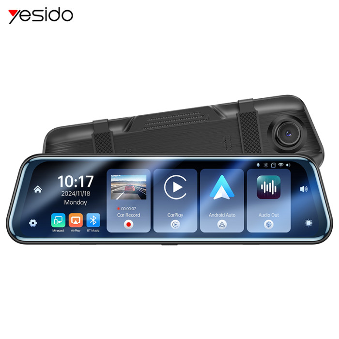 YESIDO CARPLAY/ANDROID AUTO STREAMING REARVIEW MIRROR DASH CAM KM24