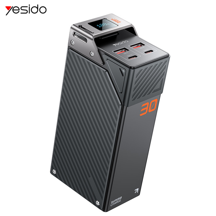 YESIDO 30000MAH POWER BANK 2 TYPE-C 2 USB-A PORTS DIGITAL DISPLAY PHONE CHARGER YP62