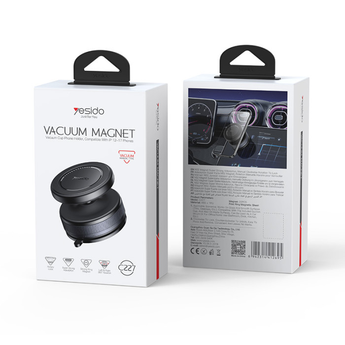 YESIDO MAGNET WIRELESS VACUUM SUCTION CUP BLACK C310 thumbnail 2