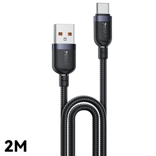 YESIDO 18W USB-A TO USB-C CABLE 2M BLACK CA133C