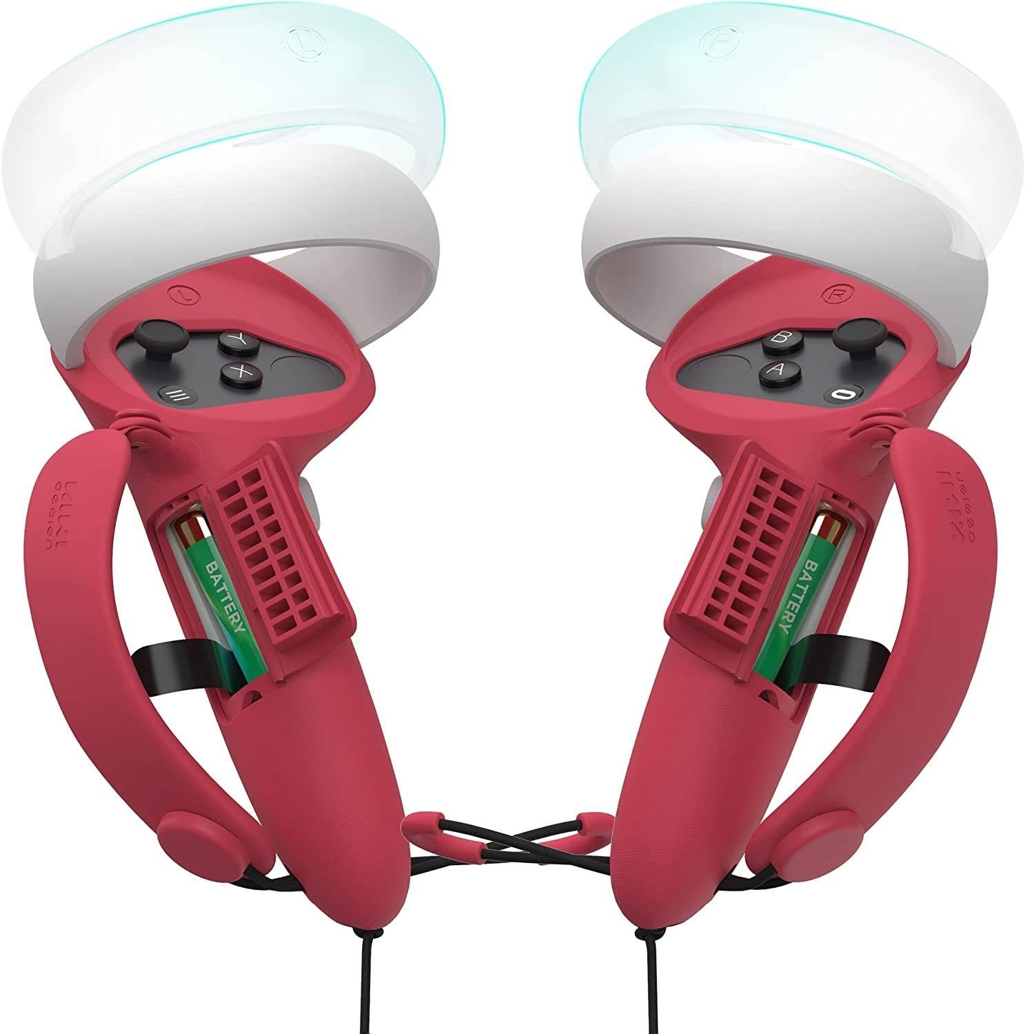 KIWI DESIGN CONTROLLER GRIPS COVER WITH ADJUSTABLE KNUCKLE STRAP AND BATTERY OPENING RED