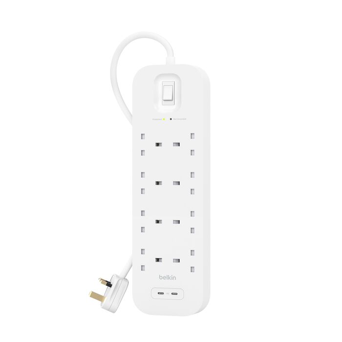 BELKIN 8 PORT SURGE PROTECTOR 2M WITH USB-C PORT SRB004AR2M