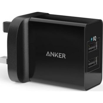ANKER 24W 2 PORT USB CHARGER BLACK A2021K11