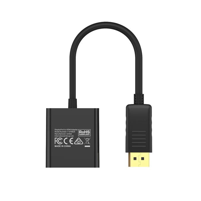 UNITEK DISPLAY PORT TO HDMI ADAPTER BLACK Y-5118DA thumbnail 2