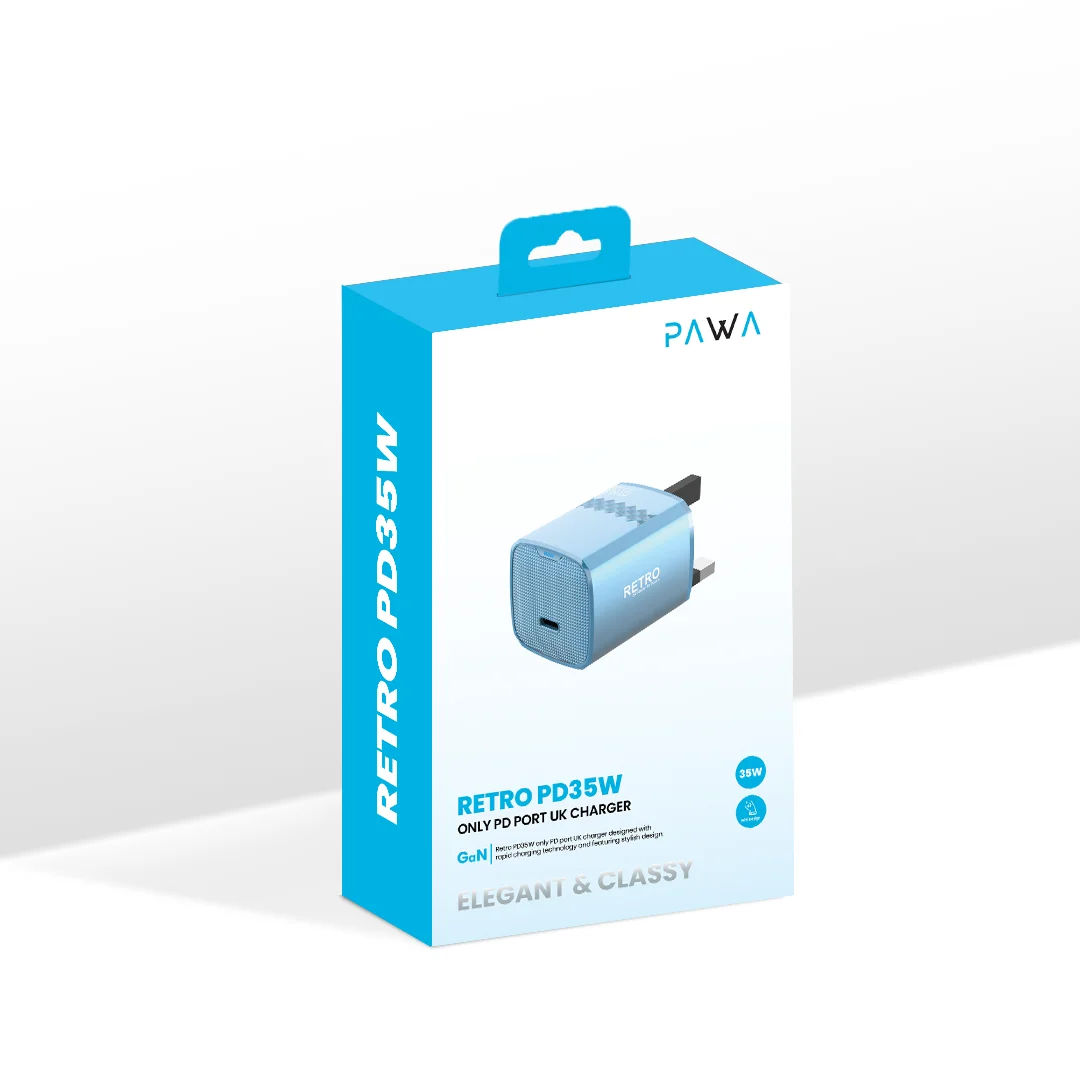 PAWA RETRO PD35W ONLY PD PORT UK CHARGER BLUE TITANIUM PW-TCRT35UK-BLTT thumbnail 4