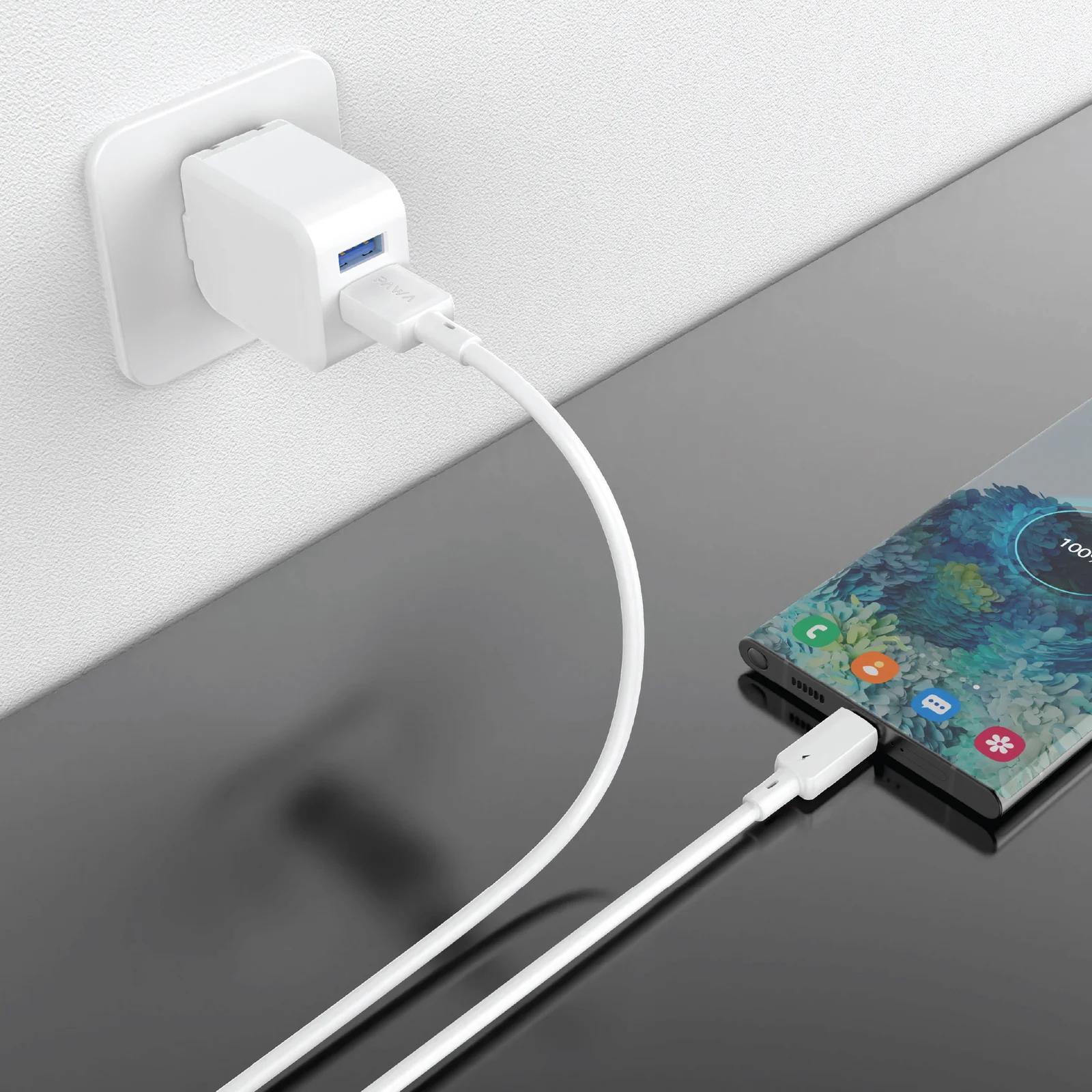PAWA 3A USB A TO TYPE C QUICK CHARGING PVC CABLE 1.2M PW122 WHITE PW-BDC312AT-WH thumbnail 5