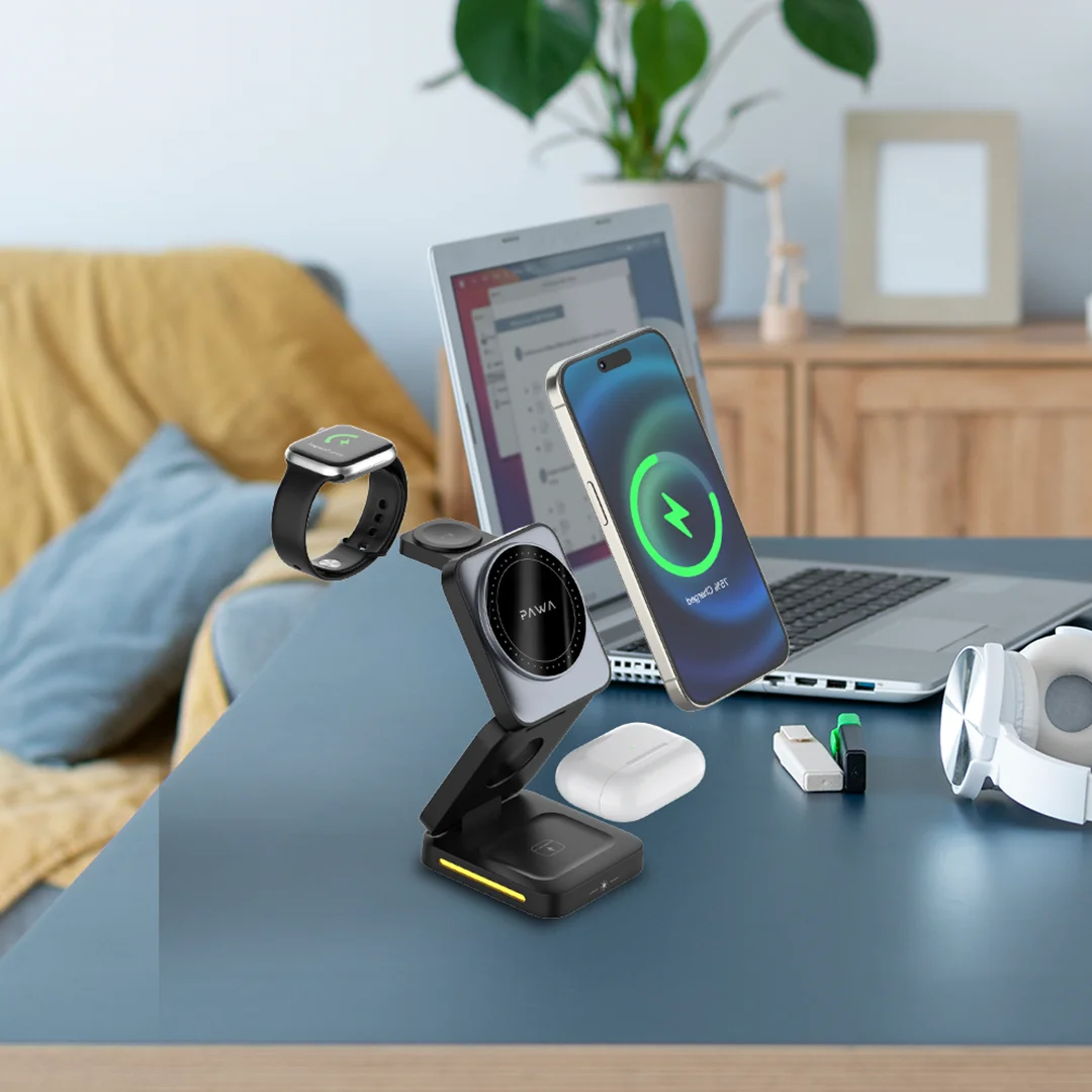 PAWA 3 IN 1 FOLDABLE WIRELESS CHARGER BLACK PW-TA3115W1 thumbnail 2