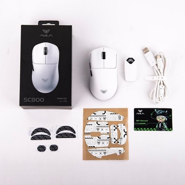 AULA ERGONOMIC TRI MODE WIRELESS GAMING MOUSE 26000 DPI WITH PAW3395 SENSOR SC900 PRO WHITE thumbnail 9