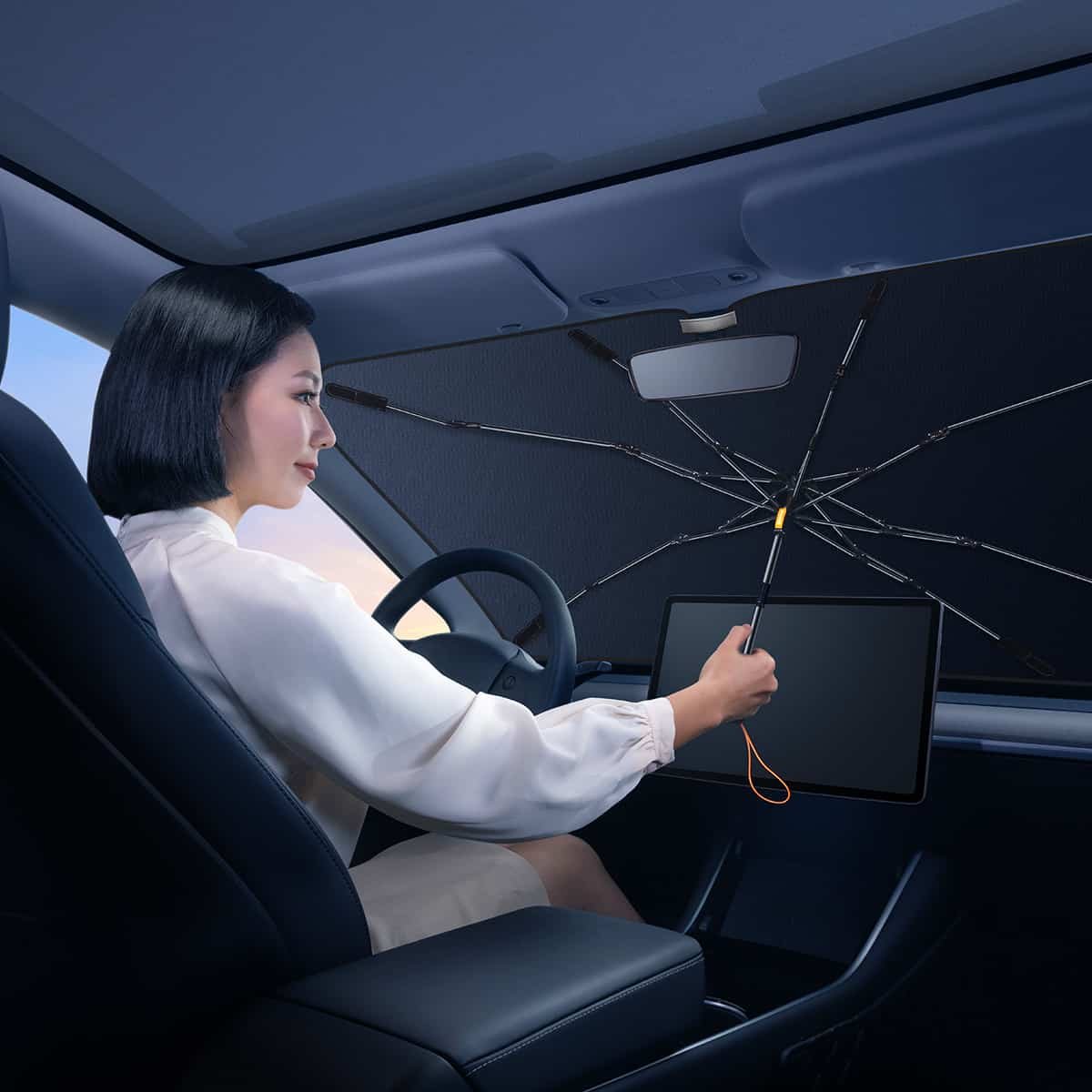 BASEUS COOLRIDE DOUBLED LAYERED WINDSHIELD SUN SHADE UMBRELLA PRO CLUSTER BLACK thumbnail 4