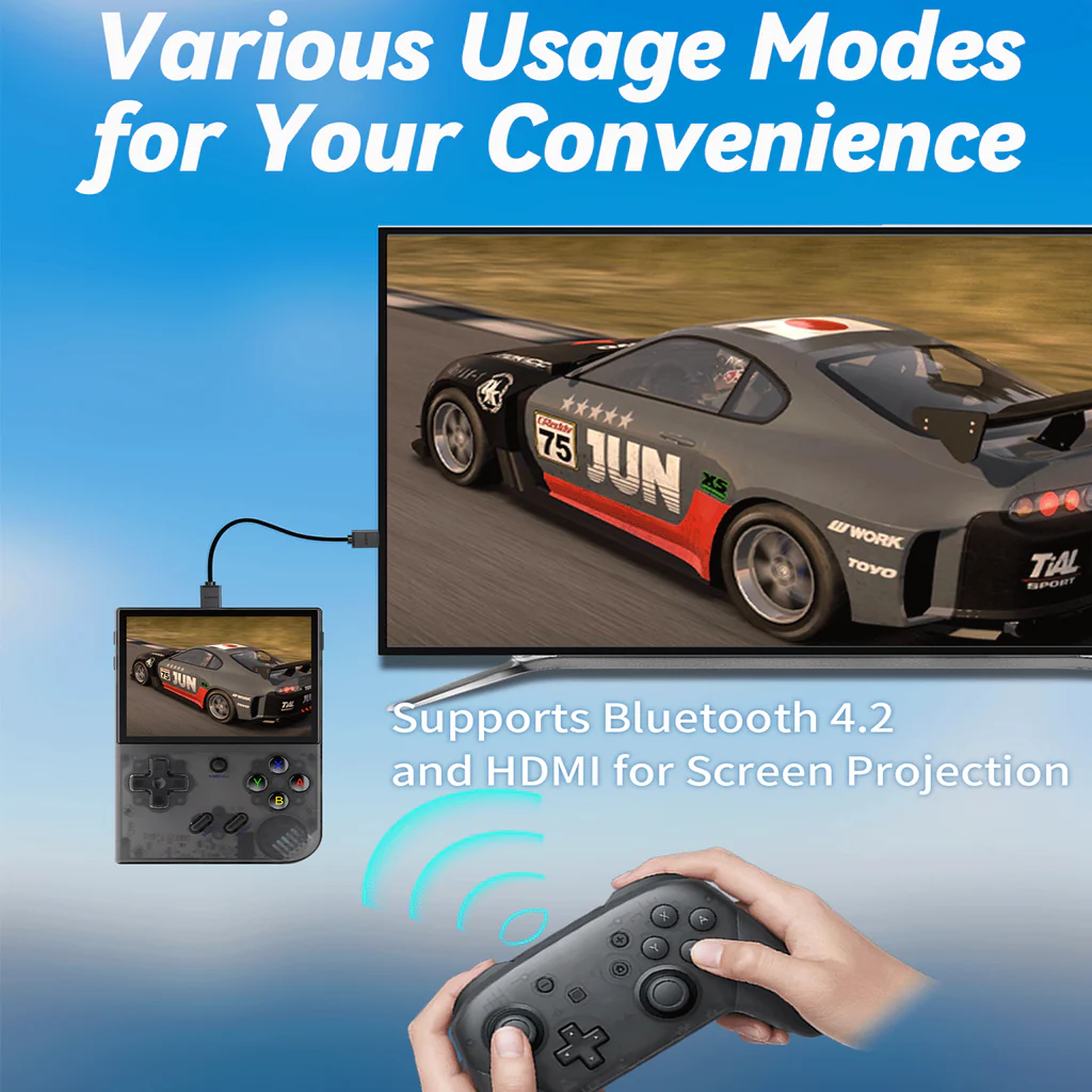 ANBERNIC RG35XX Plus Retro Handheld Game Player - 64-Bit, 64GB TF Card, 5K+ Classic Games, HD Output, Portable Gaming Console for Travel & Kids thumbnail 4