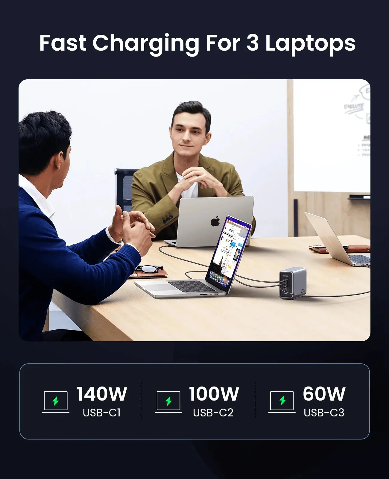 UGREEN NEXODE 300W 5 PORT GAN DESTOP FAST CHARGER UK BLACK CD333 thumbnail 5